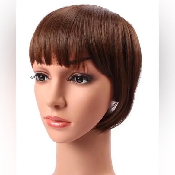 NWT 8” Chestnut dark brown topper straight blunt bangs price firm unless bundled - Picture 9 of 12